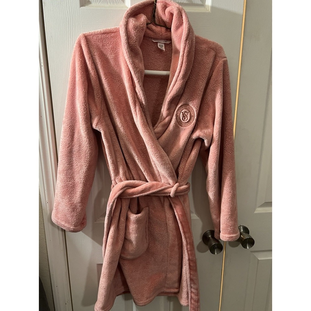 Victoria's VICTORIA Secret 2024 PASSION PINK Peach Cozy PLUSH Velour ROBE M L